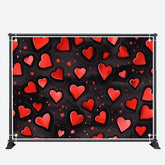 Aperturee - Repeat Red Hearts Black Valentines Day Backdrop